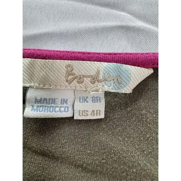 Boden Womens US 4 Oh Deer Jersey Dress Midi Knit Printed Novelty Green Pink - Picture 2 of 7